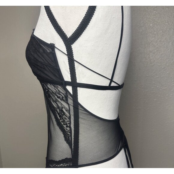 Zara Womens Black Sheer Lace Bodysuit With Adjustable Straps Size Small NWT - Picture 16 of 16
